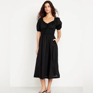 Gap Fit and Flare Puff Sleeve Midi Dress Size S